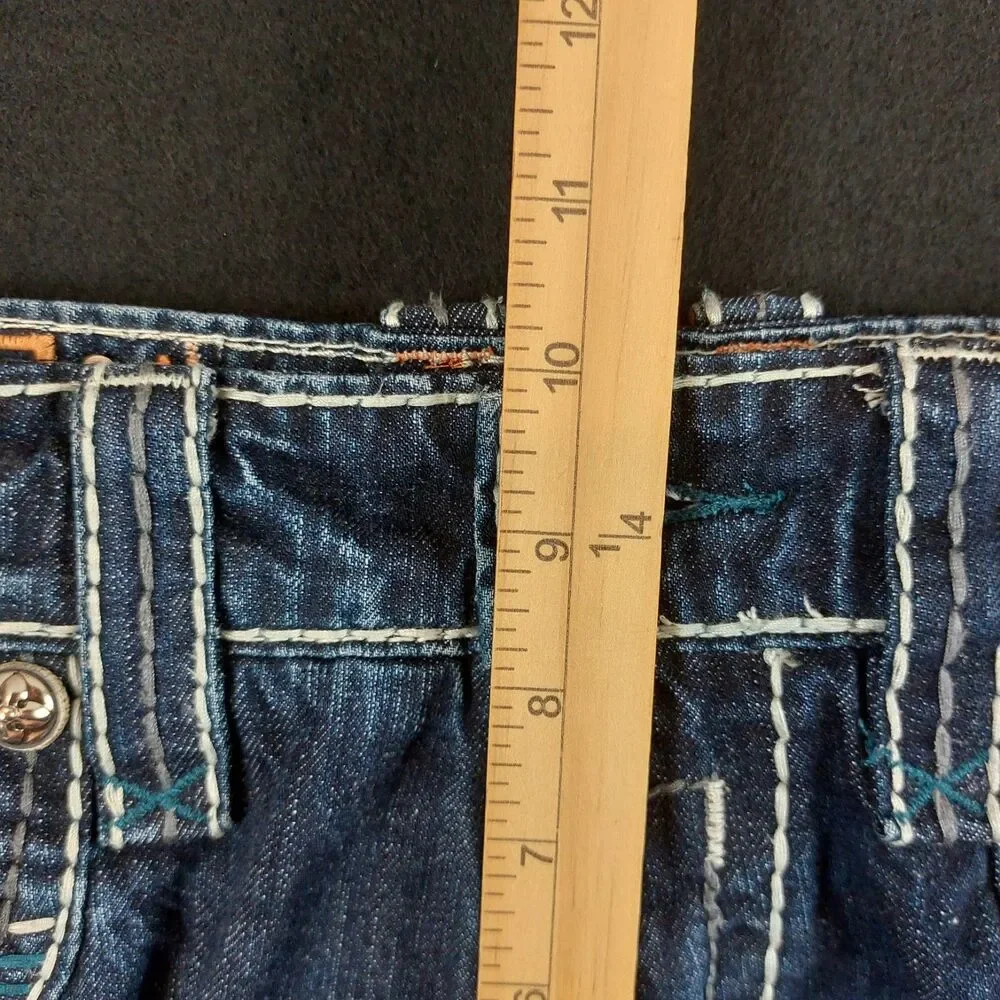 Rock Revival Dennis Relaxed Straight Jeans Men's 31x30 (Fit 33x32) Whiskered